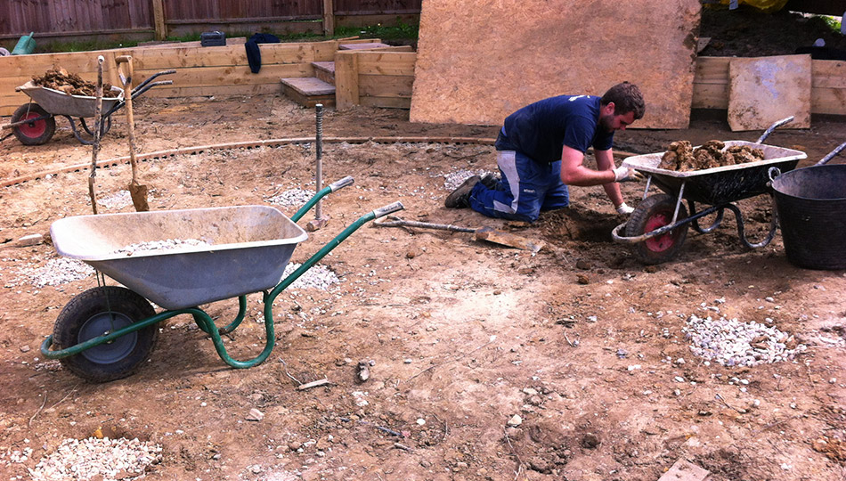 Angular flower bedding with a variety of colourful plants